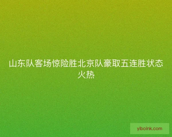 山东队客场惊险胜北京队豪取五连胜状态火热
