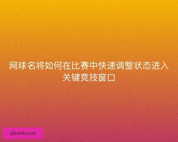 网球名将如何在比赛中快速调整状态进入关键竞技窗口